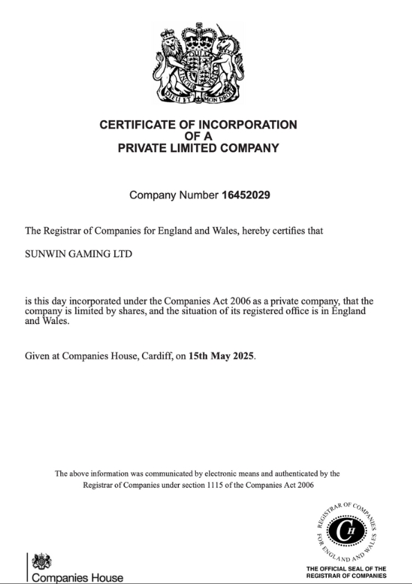 Sunwin Limited là gì? 2 Giấy chứng Sunwin của The Companies House